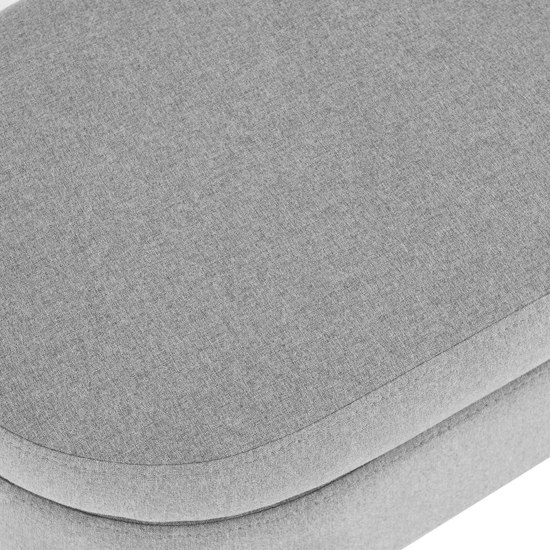 Ottoman Oval Storage Bench With Rubber Wood Legs Linen - Gray by HouseOfZazla