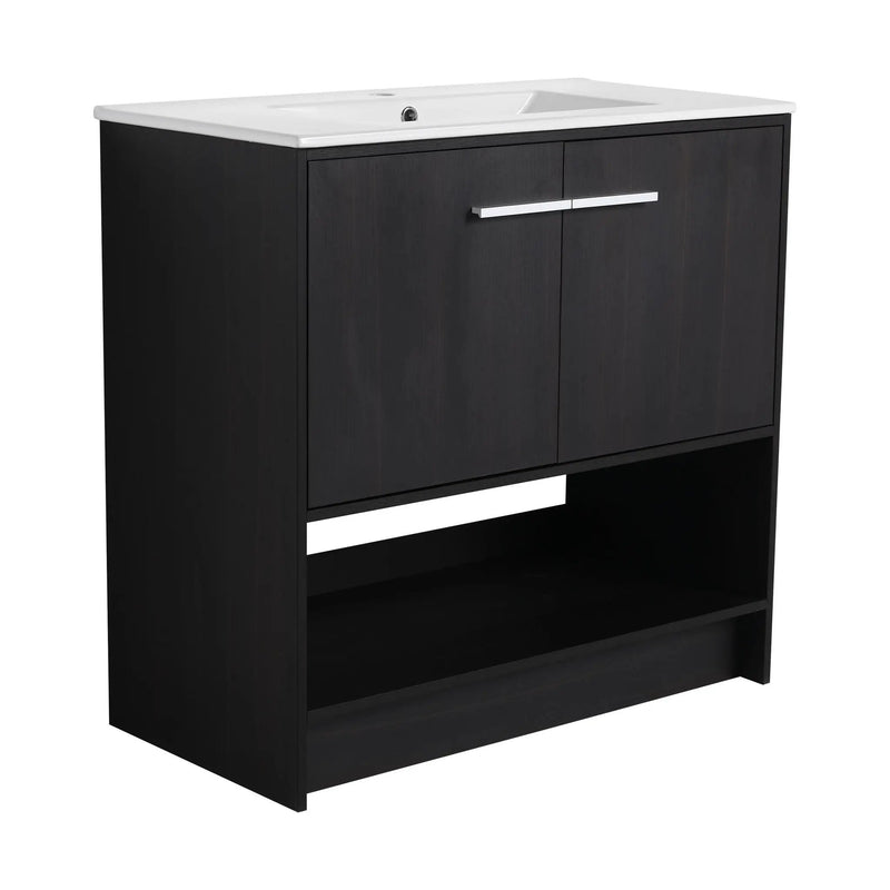 Modern Bathroom Vanity With Ceramic Sink, Freestanding Cabinet, Soft Closing Doors by Unique Piece Furniture