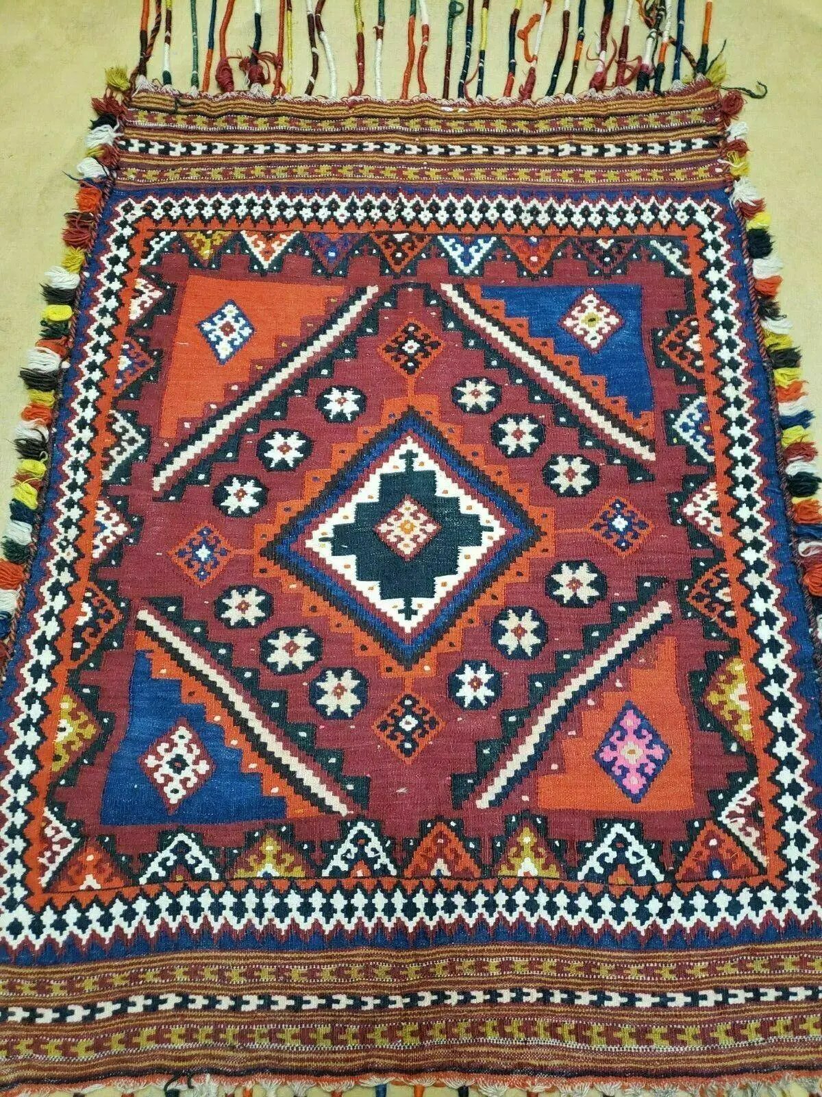 3' X 4' Antique Handmade Turkish Wool Kilim Rug Decorative Seat Cover by Jewel Rugs