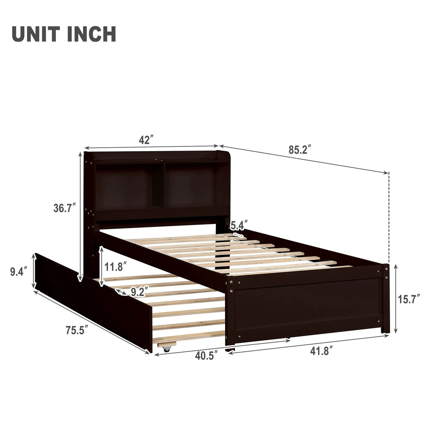 Twin Bed With Trundle, Bookcase by Unique Piece Furniture