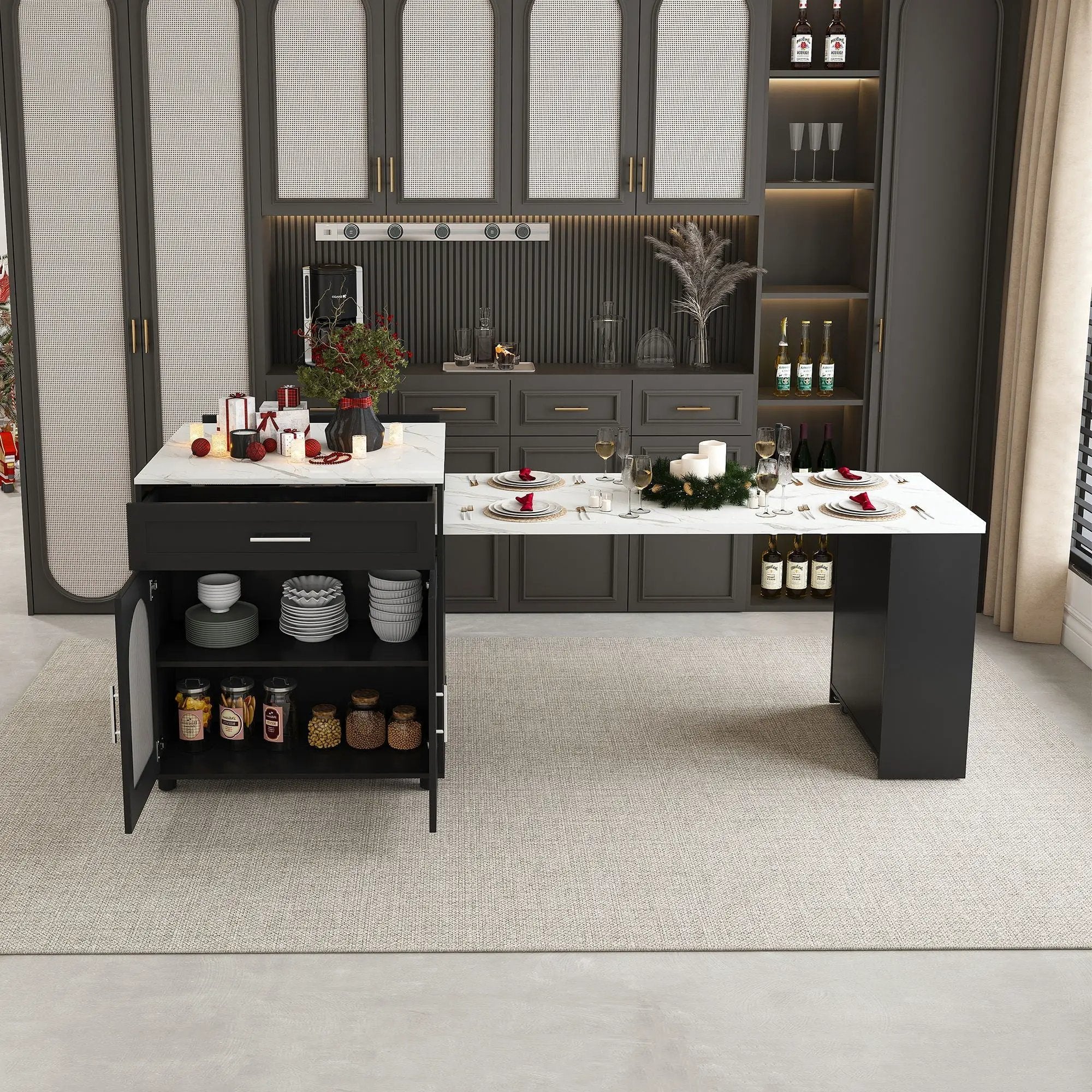 Expandable Kitchen Island With Power Outlet by HouseOfZazla