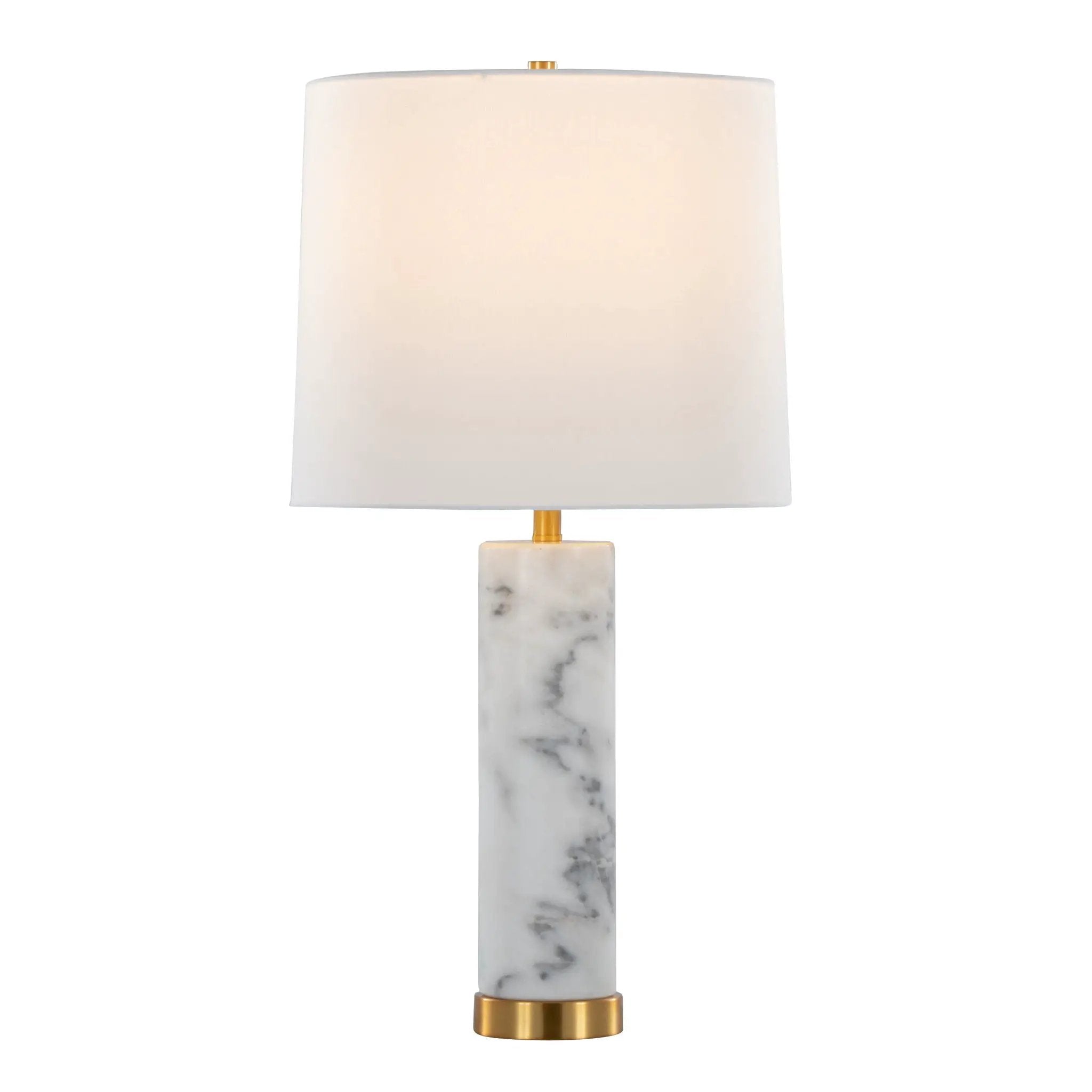Marabella - Contemporary Marble Table Lamp (Set of 2) - Brass / White by HouseOfZazla