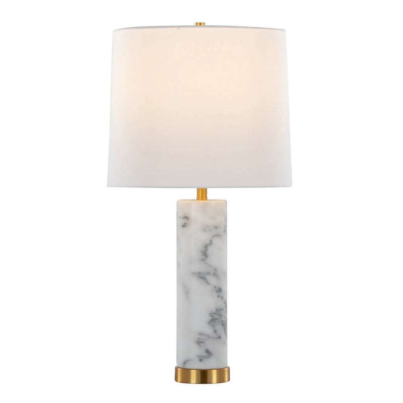 Marabella - Contemporary Marble Table Lamp (Set of 2) - Brass / White by HouseOfZazla