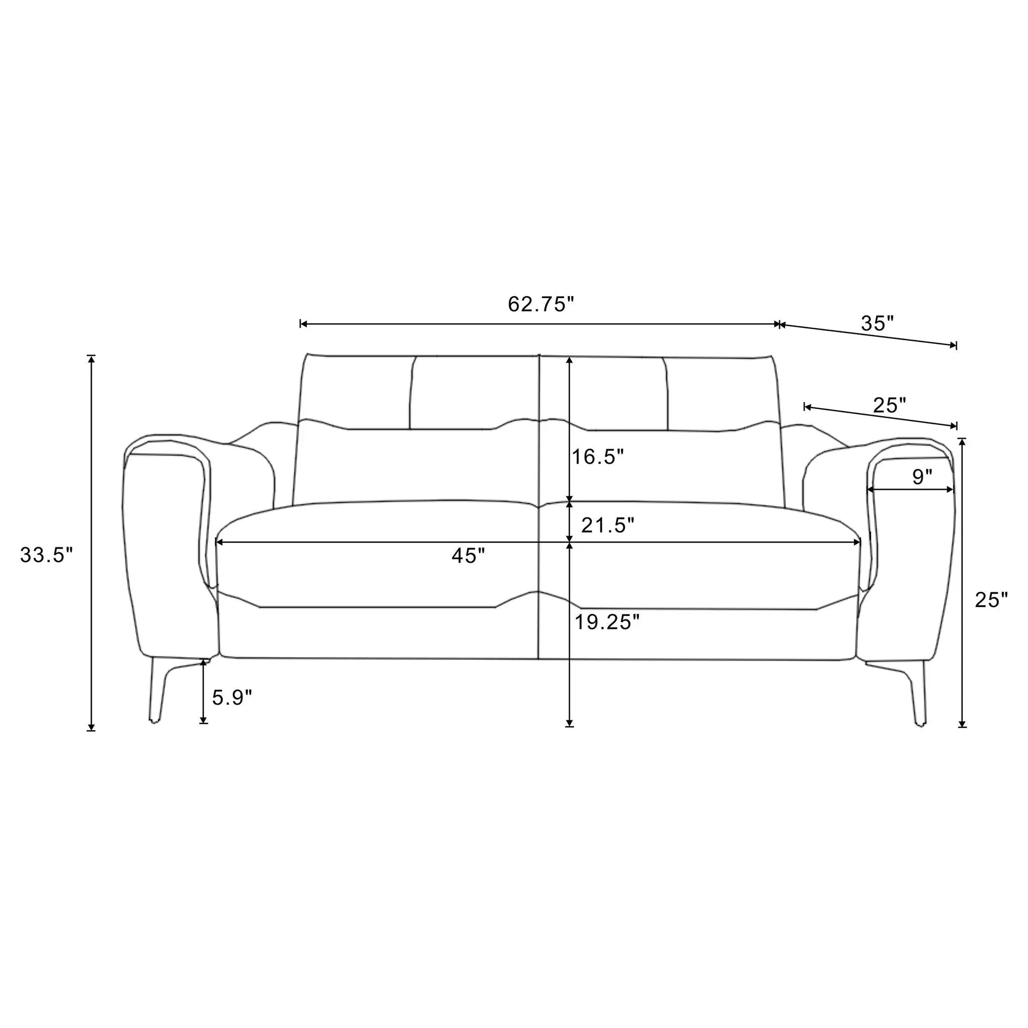 Oberle - Upholstered Sloped Track Arm Loveseat - Charcoal by HouseOfZazla