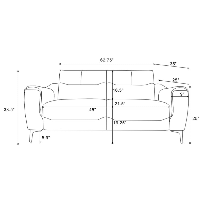 Oberle - Upholstered Sloped Track Arm Loveseat - Charcoal by HouseOfZazla