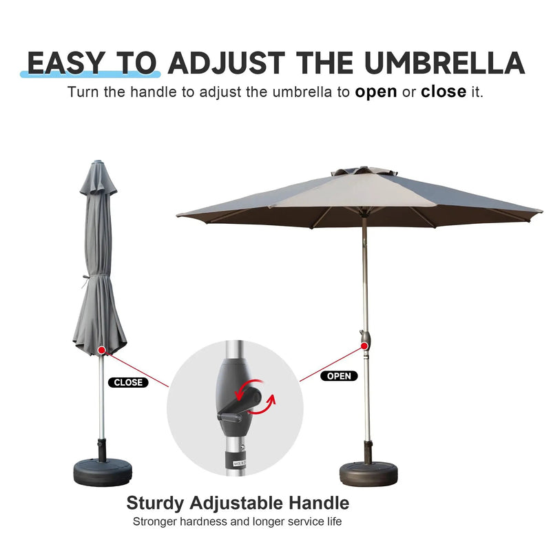 9FT Patio Umbrella, Outdoor Table Umbrella with Push Button Tilt and Crank, UV Protection Waterproof Market Sun Umbrella by HouseOfZazla