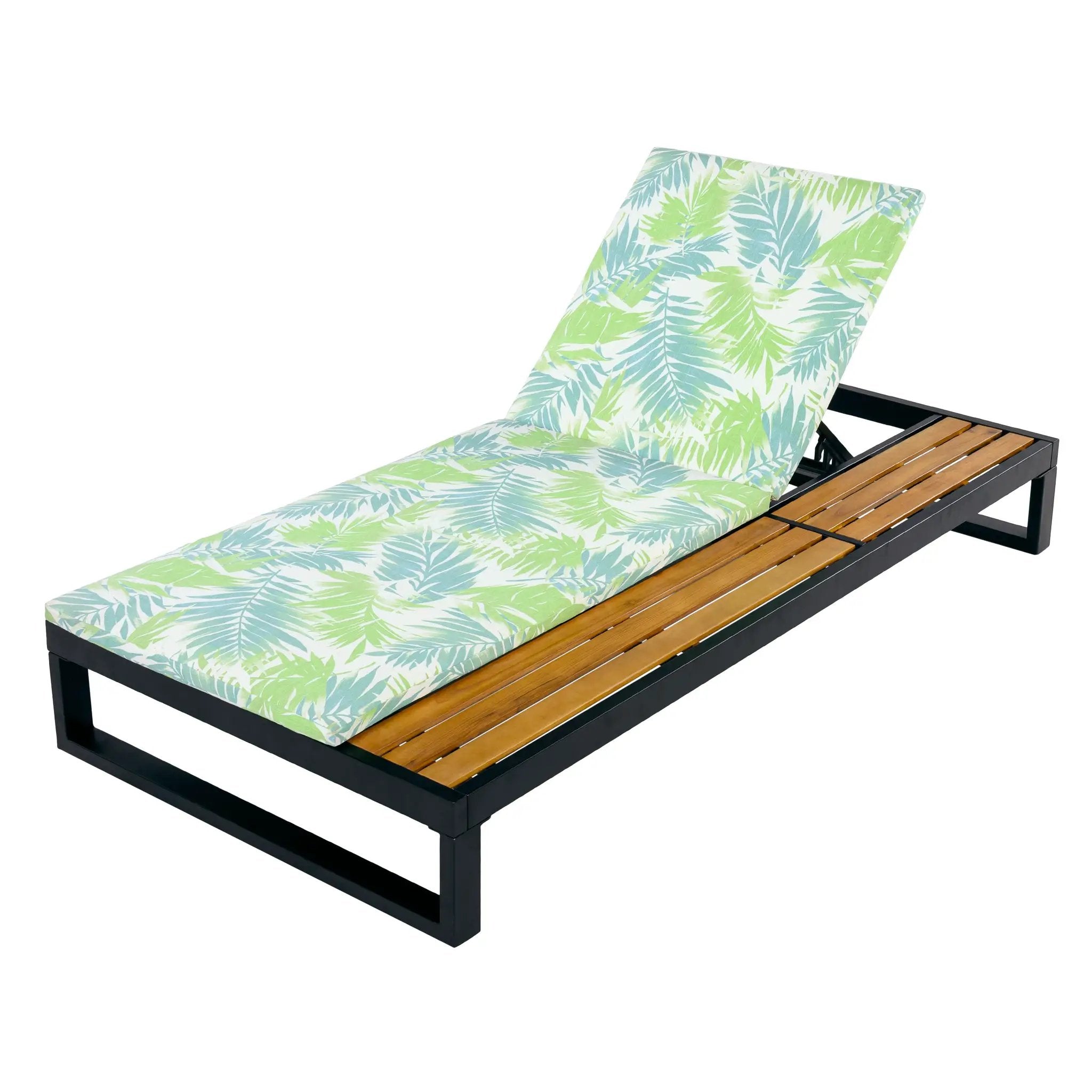 Black Iron & Teak Finish Chaise Lounge Set by HouseOfZazla