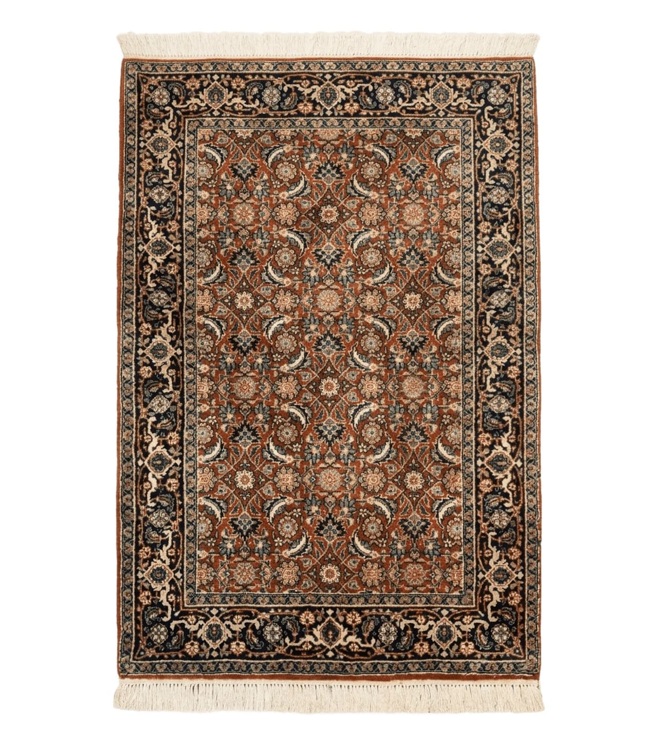 Indo Persian Bijar Rug 3x5, Red and Navy Blue, Allover Pattern, Fine Hand Knotted Wool Carpet by Jewel Rugs