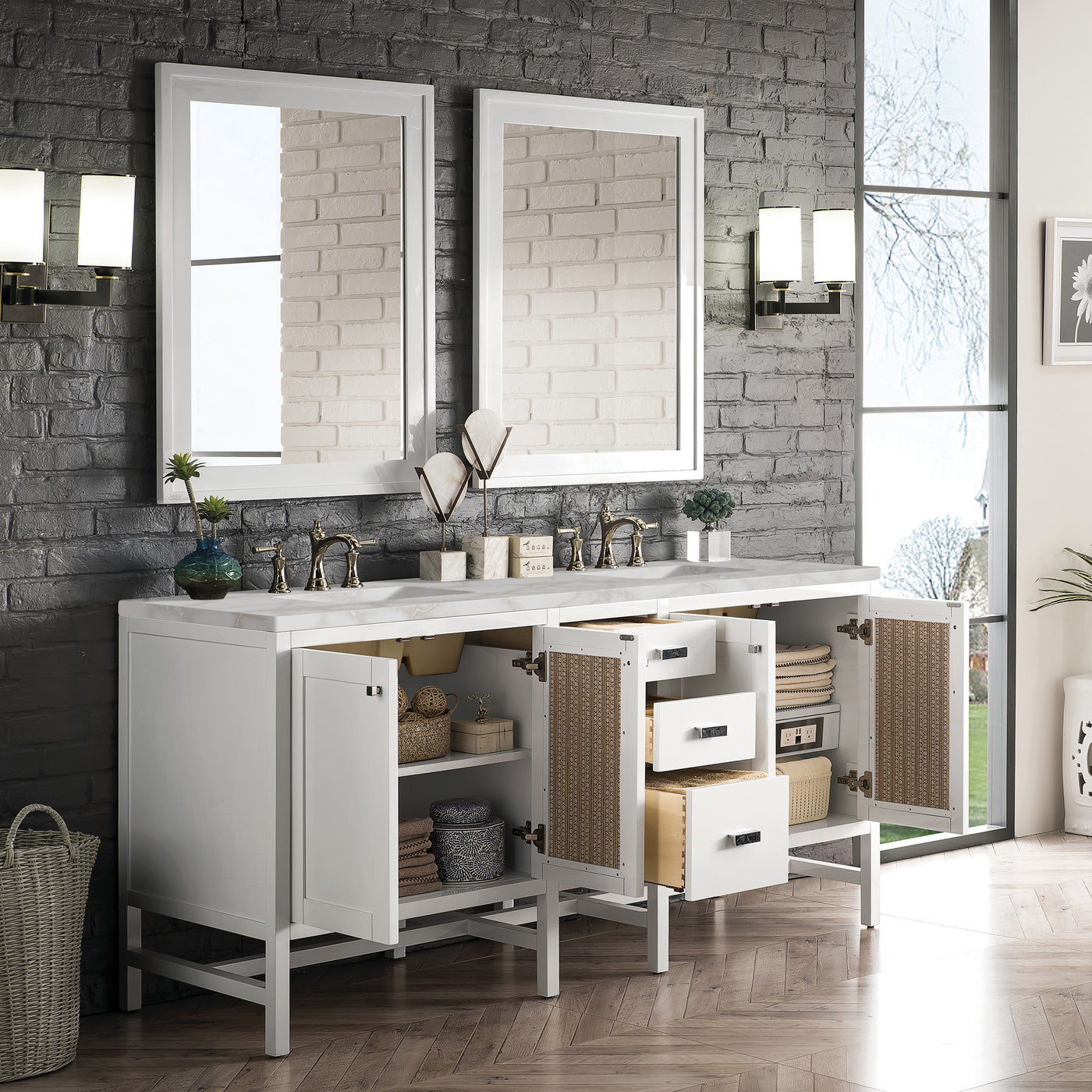 James Martin Addison 72" Double Bathroom Vanity, Glossy White, view 39