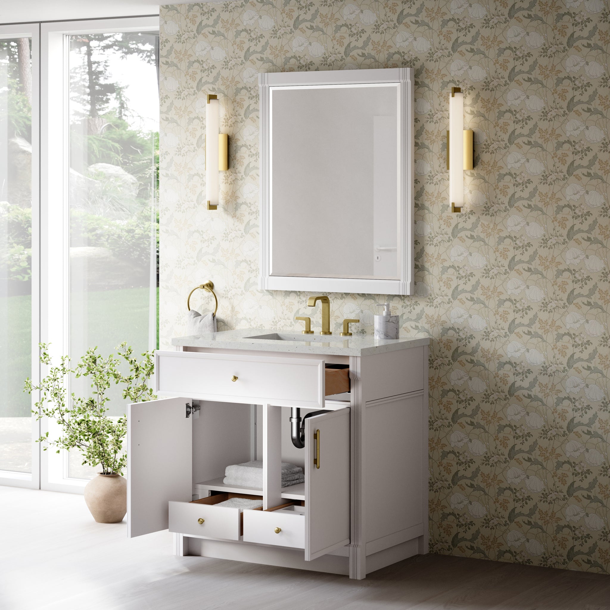 James Martin Bellshire 36" Single Bathroom Vanity, Bright White, view 26