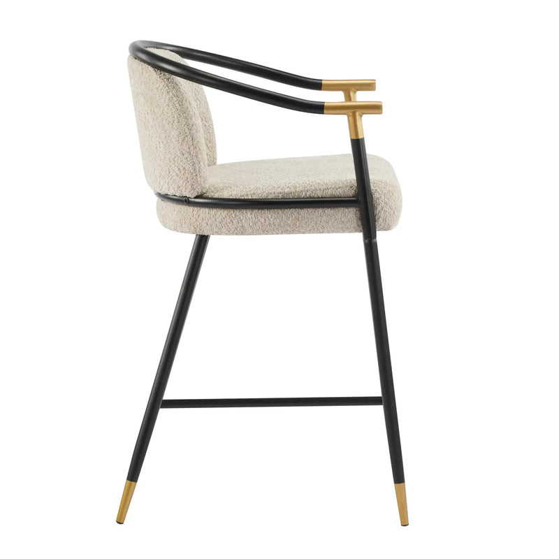 26" H Upholstered Counter Stool with Metal Frame (Set of 2) - Almond by HouseOfZazla