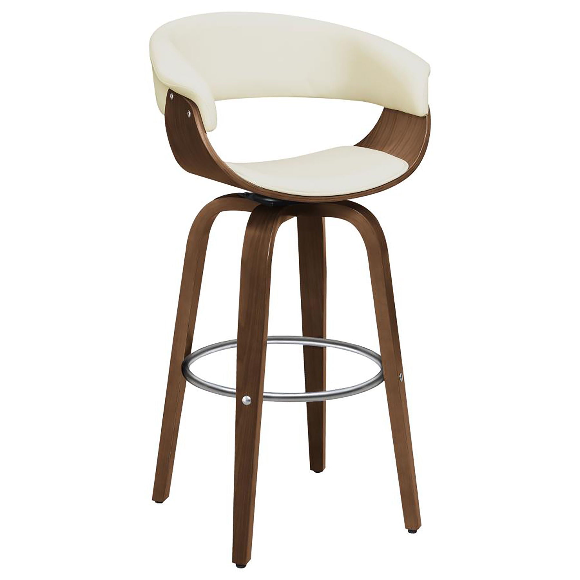 Swivel Bar Stool Elegant Design With Upholstery - Cream by HouseOfZazla
