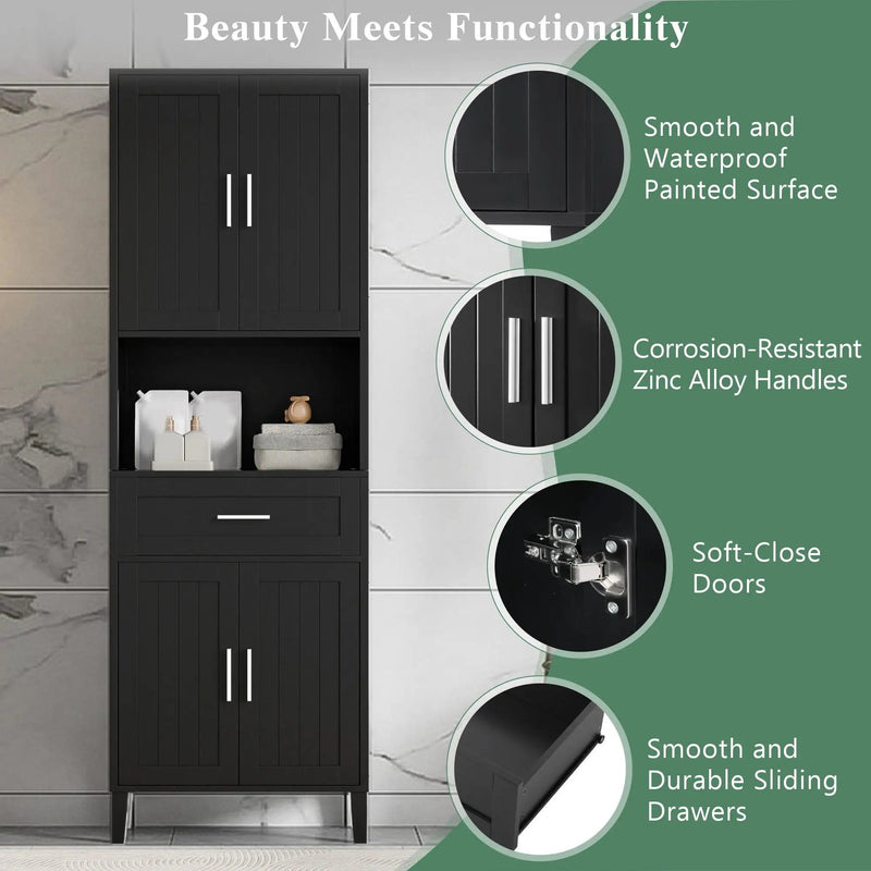 Freestanding Tall Bathroom Cabinet With Soft Close Doors And Adjustable Shelves by Unique Piece Furniture