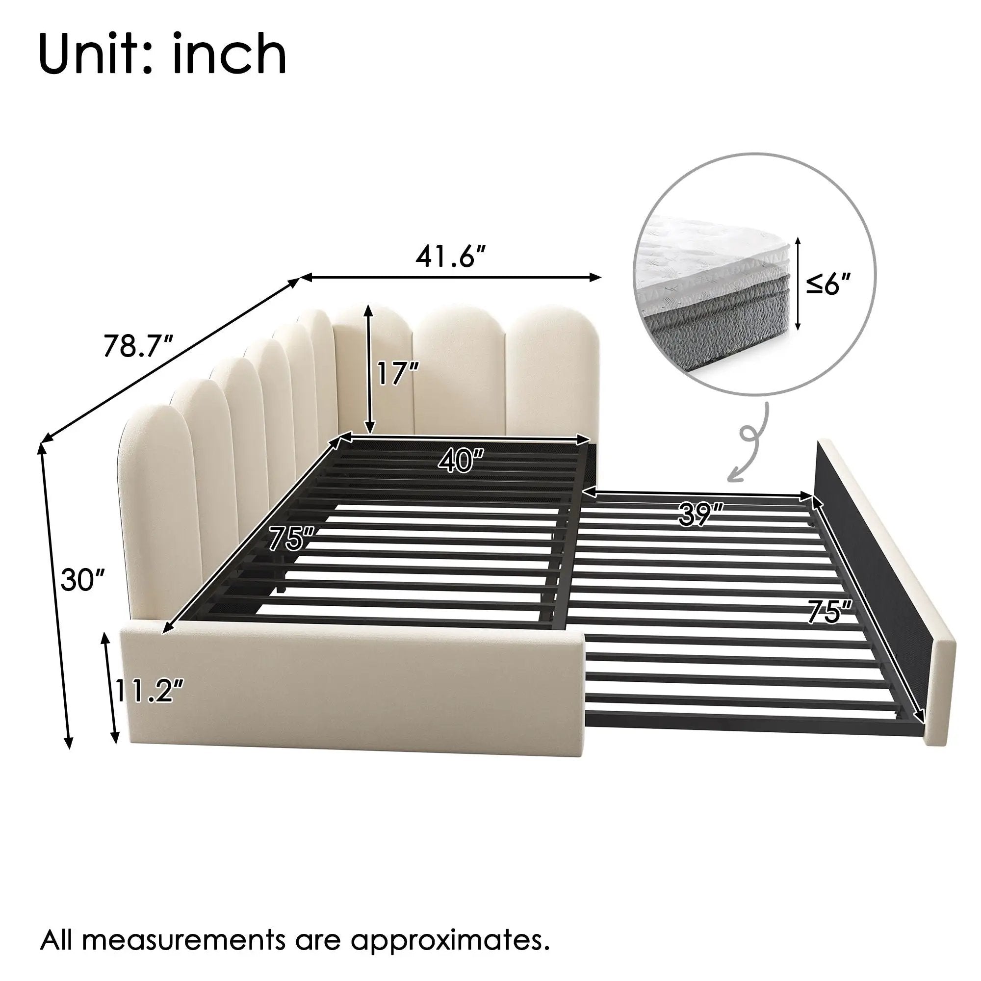 Upholstered Daybed With Metal Slatted Base by HouseOfZazla