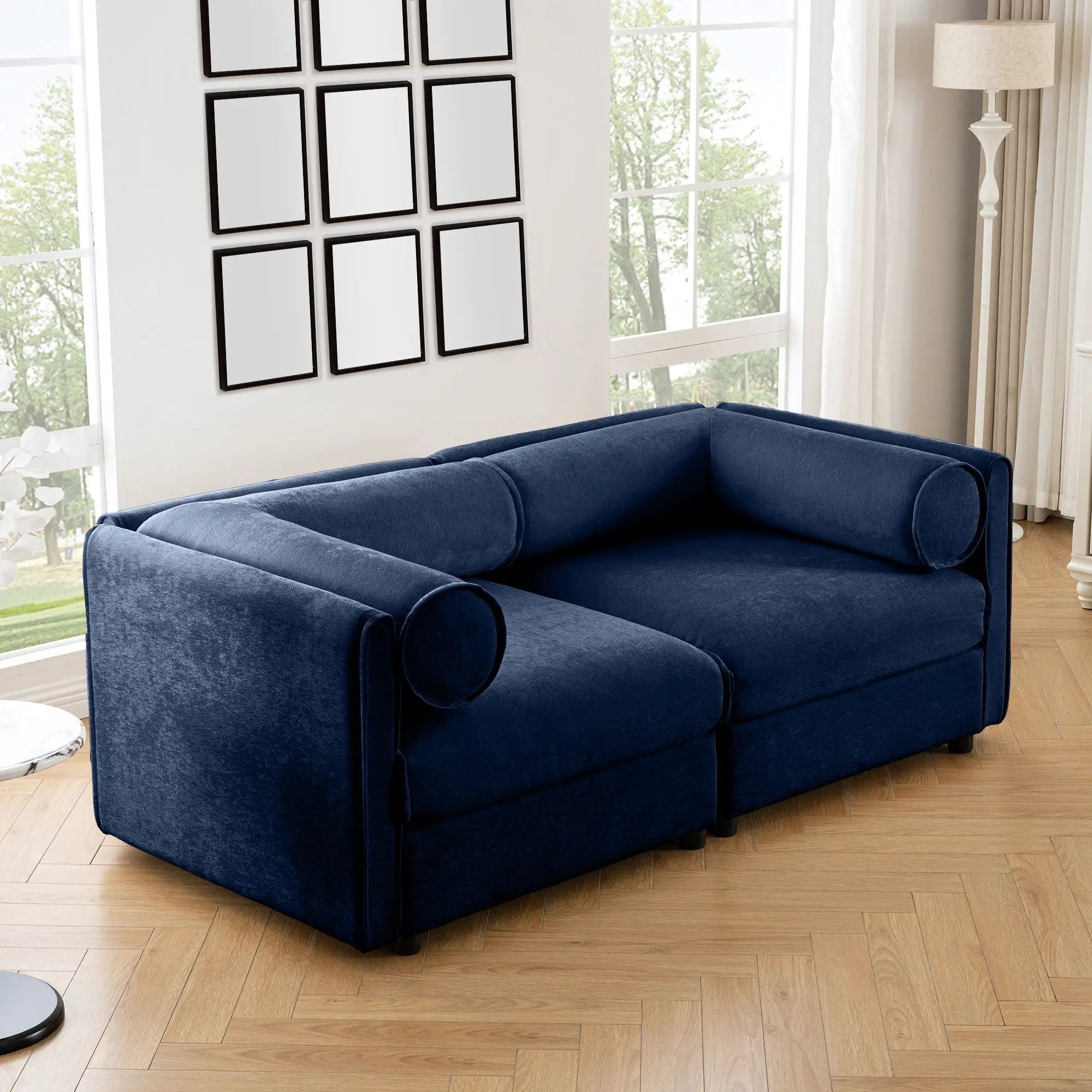 Stylish Sofa With Storage Seat And Cylindrical Backrest by HouseOfZazla