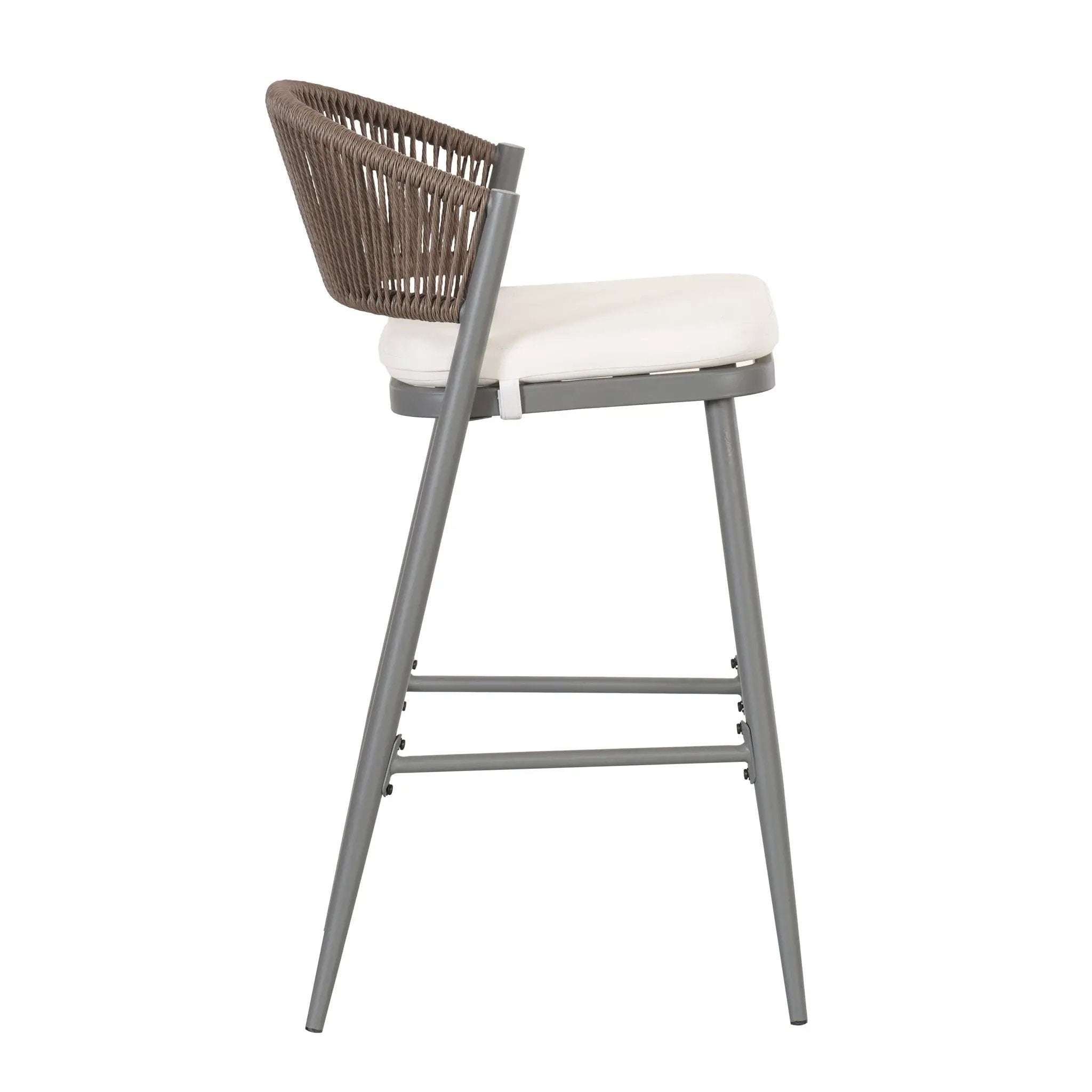 Outdoor Bar Height Metal Frame Counter Stools with Scallop-Shaped Backrest & Water-Resistant Cushions by HouseOfZazla