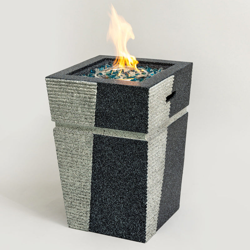 Propane, Gas 50000 Btu Square Fire Pit Table For Outside - Light Gray Blue by HouseOfZazla