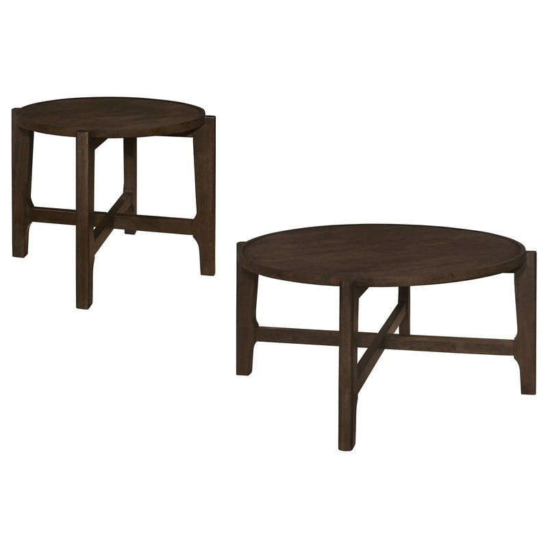 Cota 2-piece Solid Wood Coffee and End Table Set Dark Brown by Unique Piece Furniture