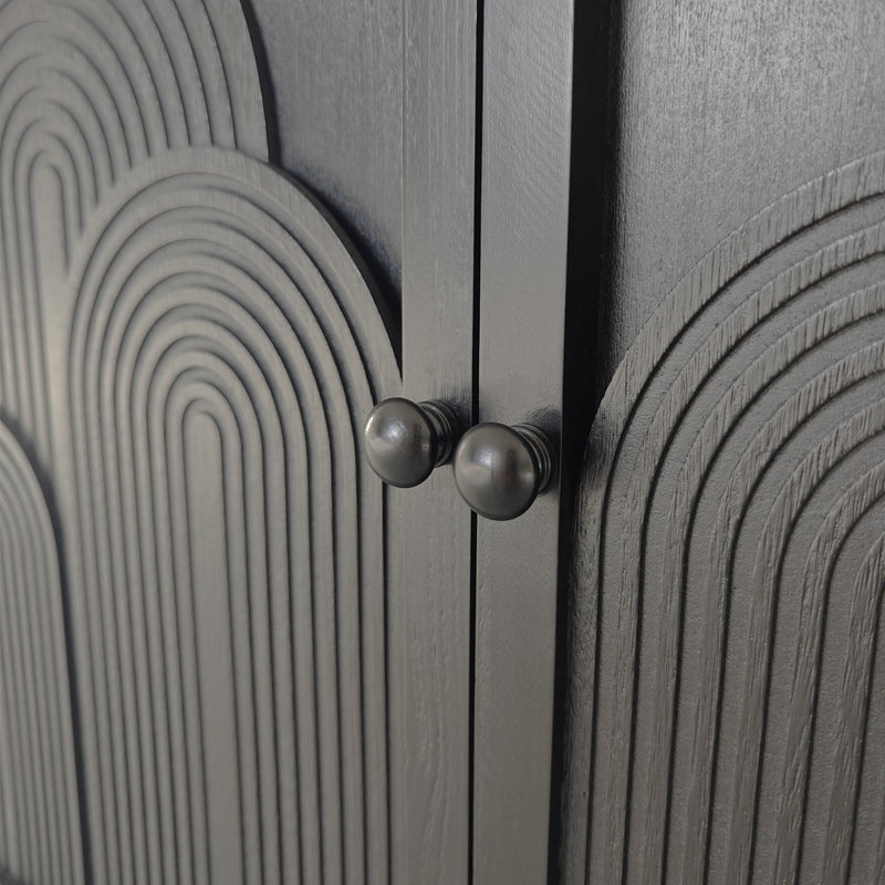 Modern Black Wood Storage Cabinet with Embossed Door by HouseOfZazla