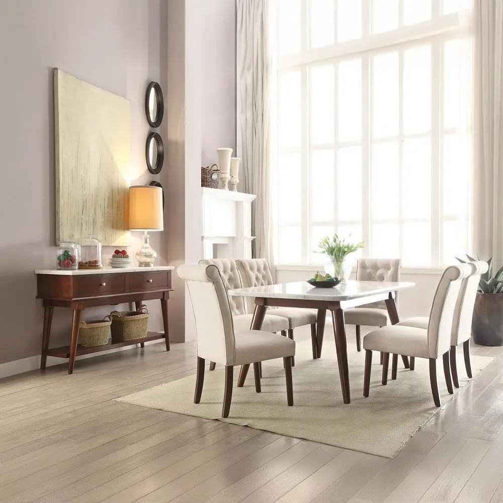 Gasha - Side Chair (Set of 2) - Beige Linen & Walnut by Unique Piece Furniture