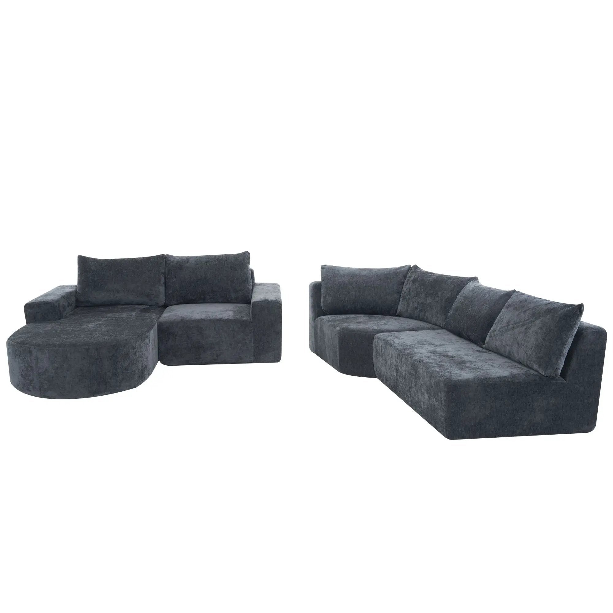 Modular Cloud Sectional Sofa Set, U-Shaped Upholstered Couch With Deep Seat by HouseOfZazla