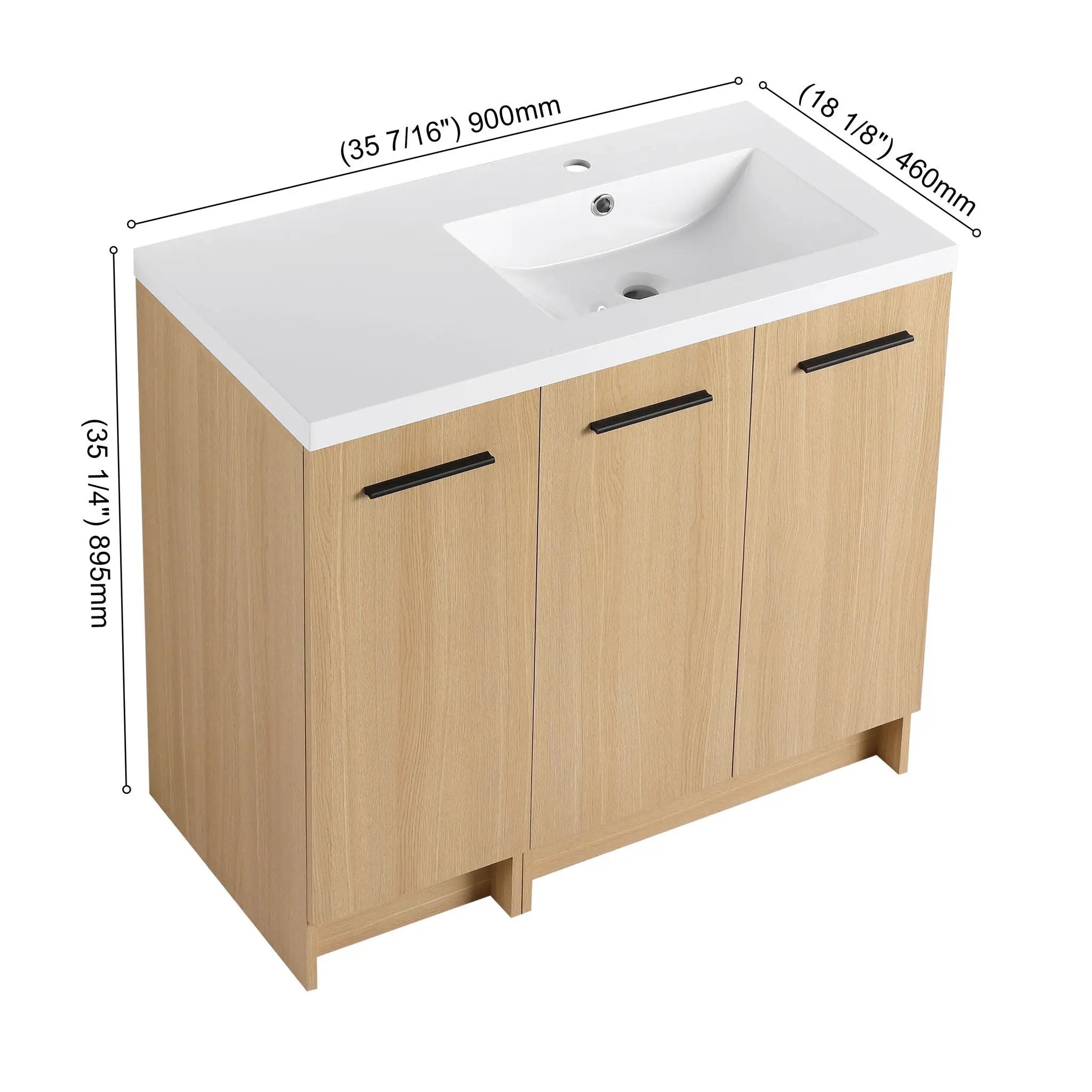 Wall Mounted Floating Bathroom Vanity With Sink, 3 Door Modular Cabinet by Unique Piece Furniture