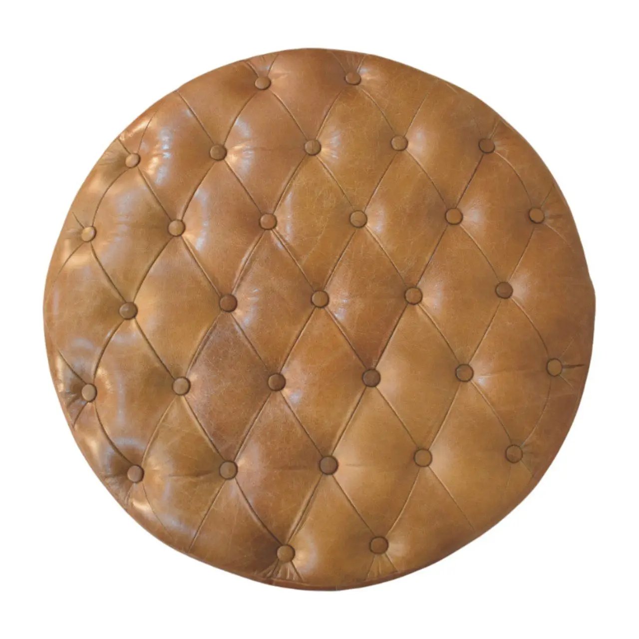 Buffalo - Round Ottoman With Castor Legs - Brown by HouseOfZazla