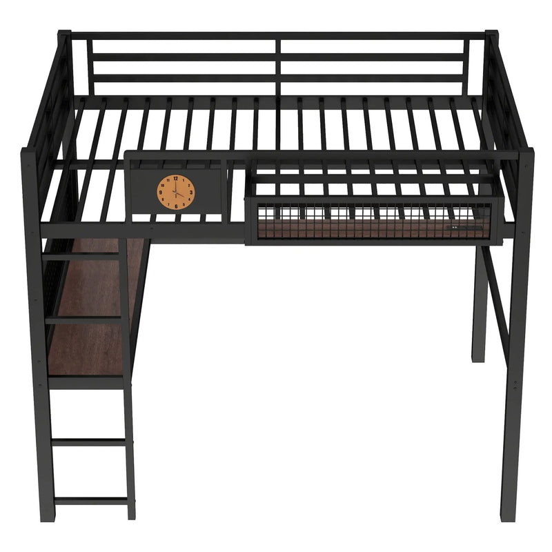 Full Size Loft Bed Frame with Desk and Charging Port by HouseOfZazla