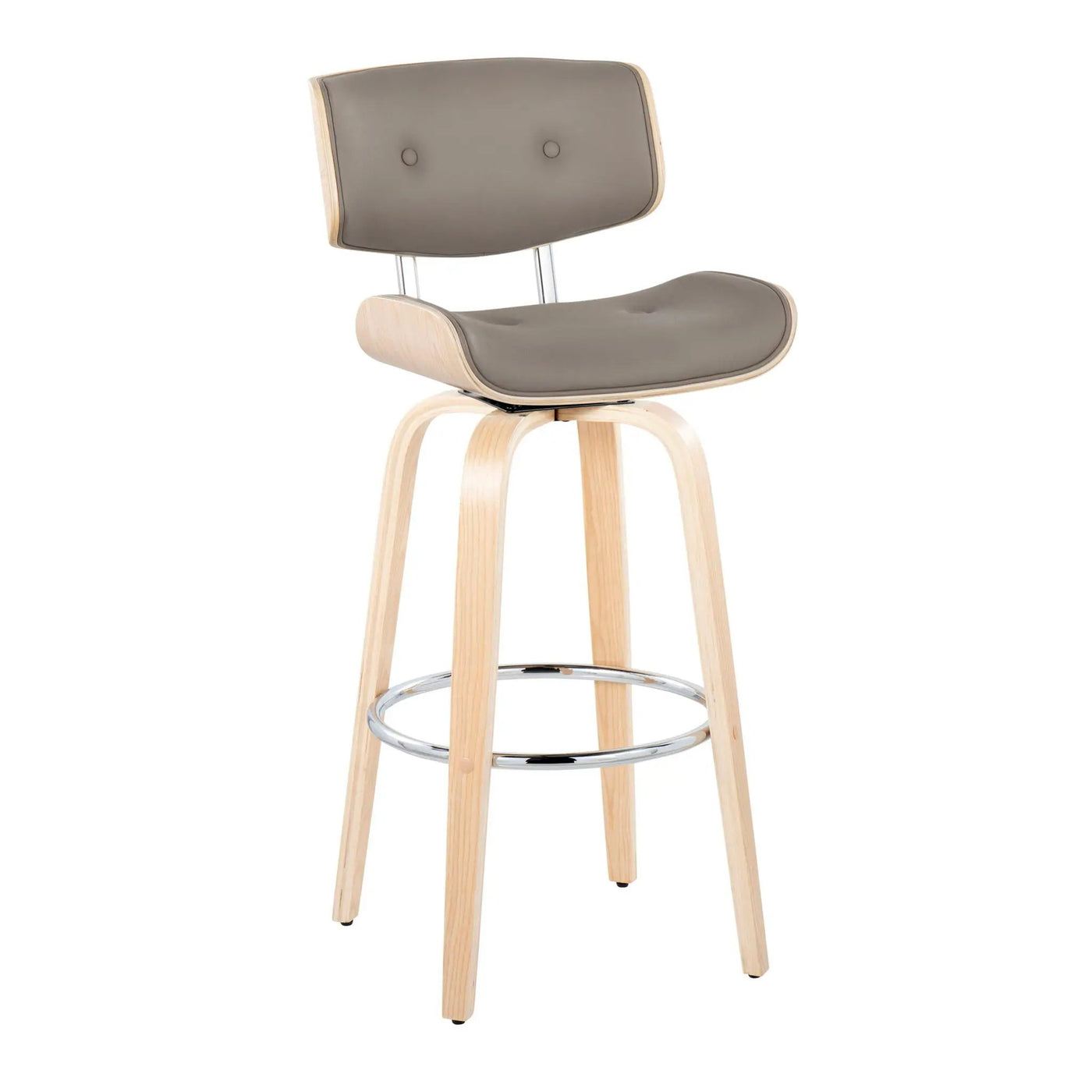 Lombardi - Mid Century Modern Fixed Height Barstool With Swivel With Round Footrest (Set of 2) by HouseOfZazla