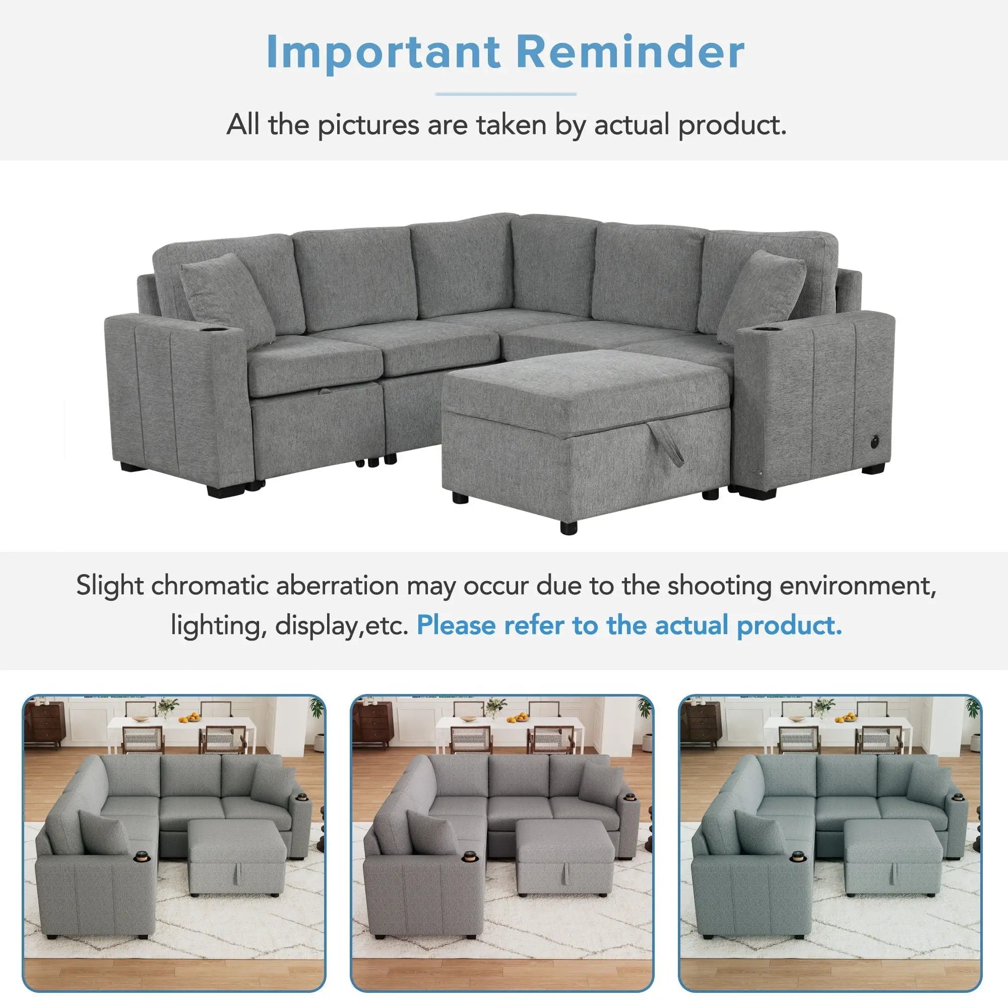 Sectional Sofa Convertible Pull-Out Sofa Bed With A Movable Storage Ottoman For Living Room by HouseOfZazla