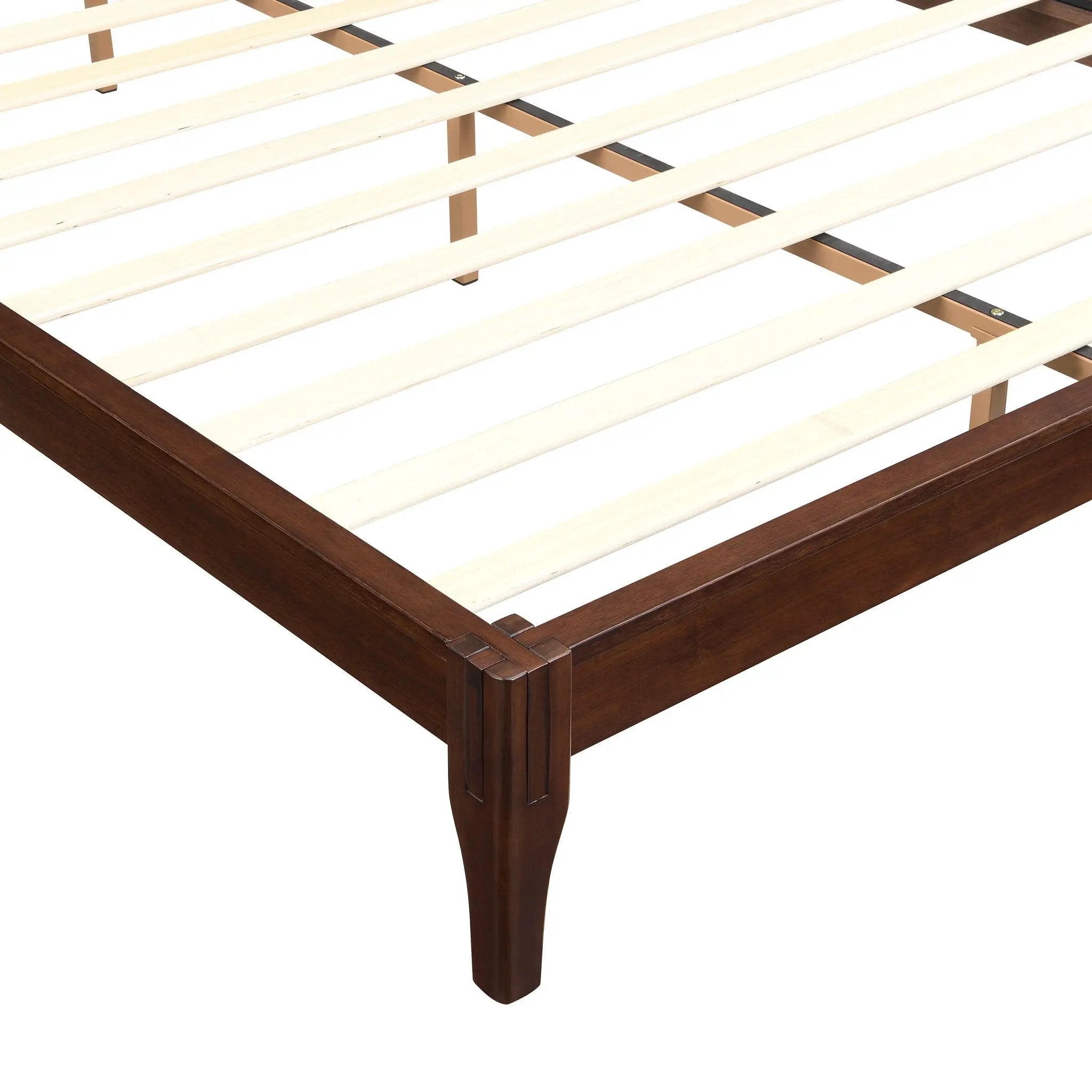 Queen Size Platform Bed Frame With Wood Slat And Metal Support - Chocolate by Unique Piece Furniture
