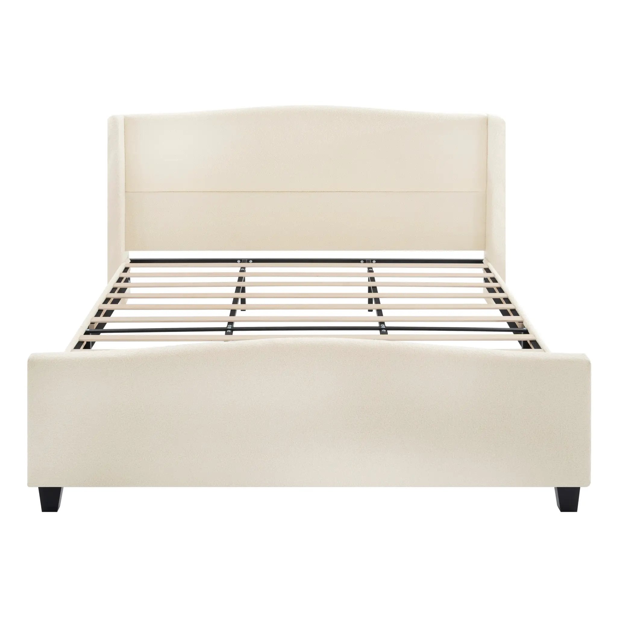 King Size Bed Frame with Upholstered Teddy Velvet Headboard by HouseOfZazla