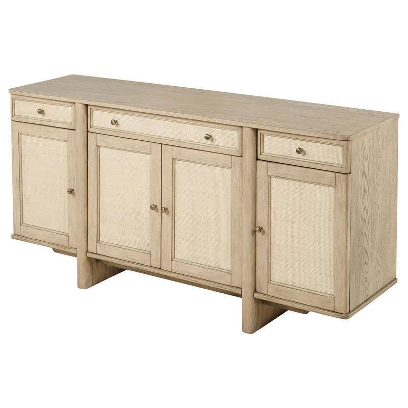 Kailani 4-door Cane Sideboard Buffet Cabinet Beige Oak by Unique Piece Furniture