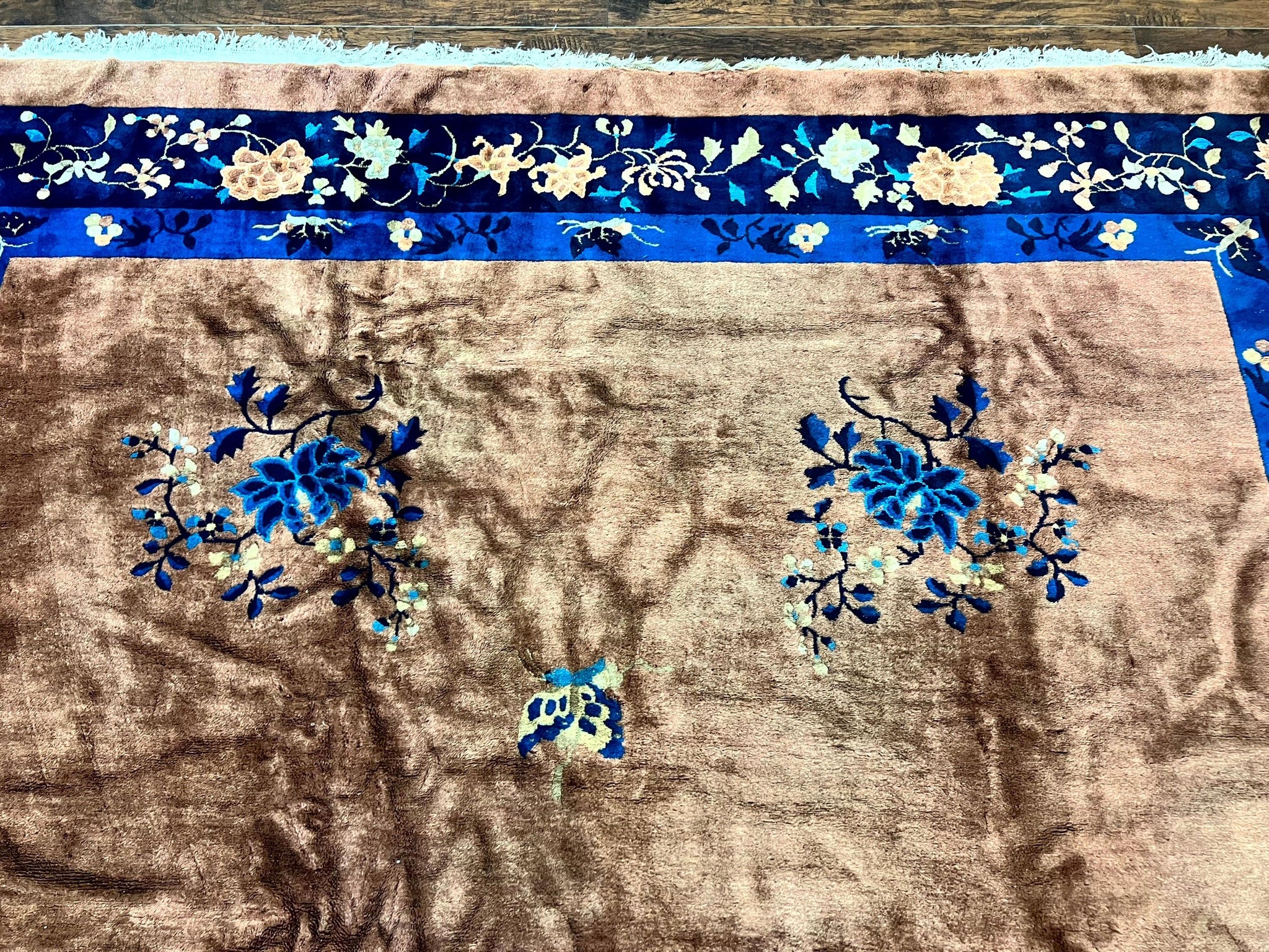 Antique Chinese Wool Rug 9x12, Large Peking Carpet, Handmade, Nichols Rug by Jewel Rugs