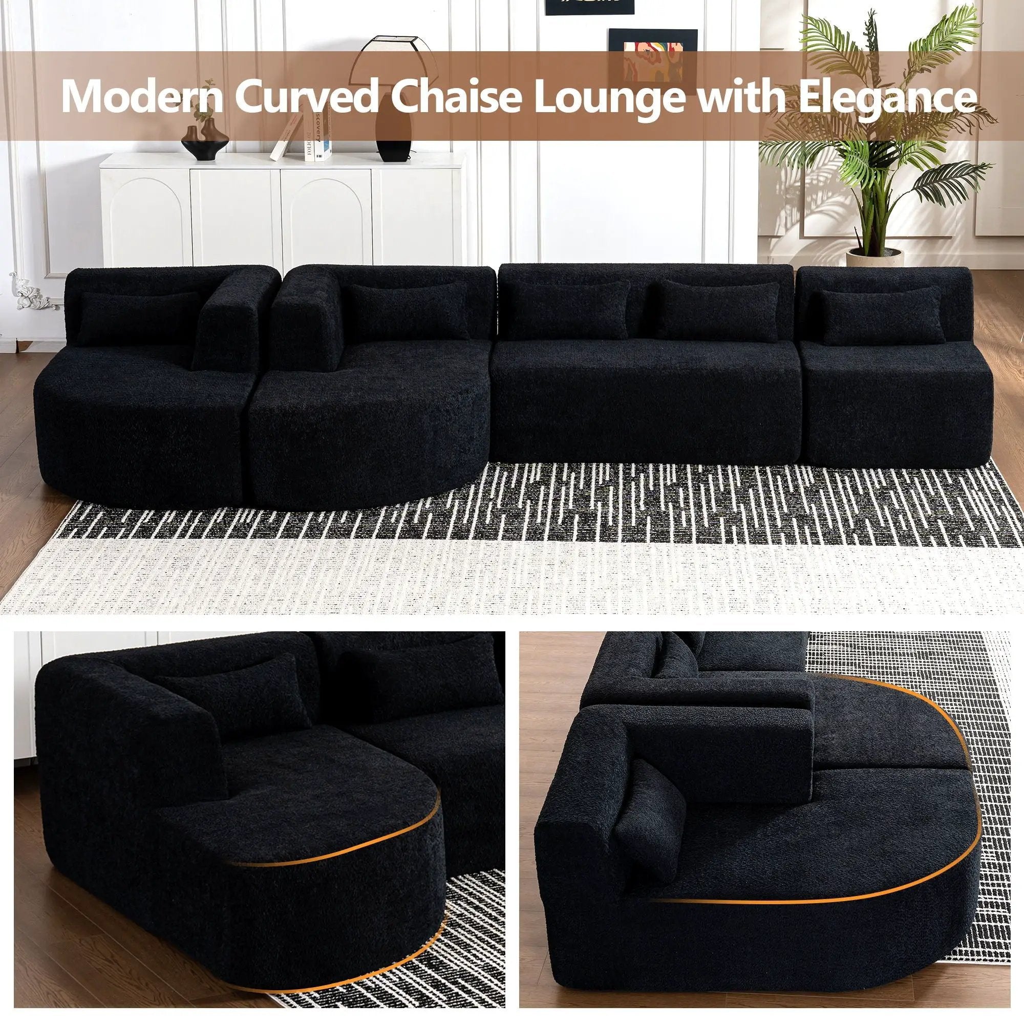 Upholstered Sofa Free Combined Sofa Couch With 2 Chaise Lounge And Five Back Pillows For Living Room by HouseOfZazla