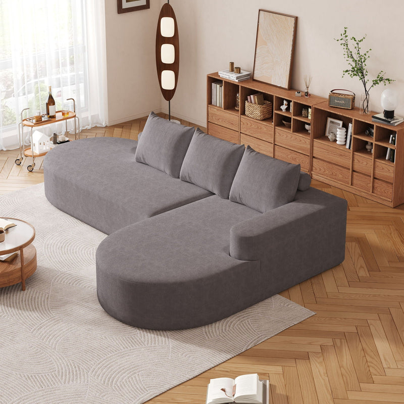 Modern Curved Sofa, L-Shaped Modular Sectional Set With 3 Pillows by HouseOfZazla