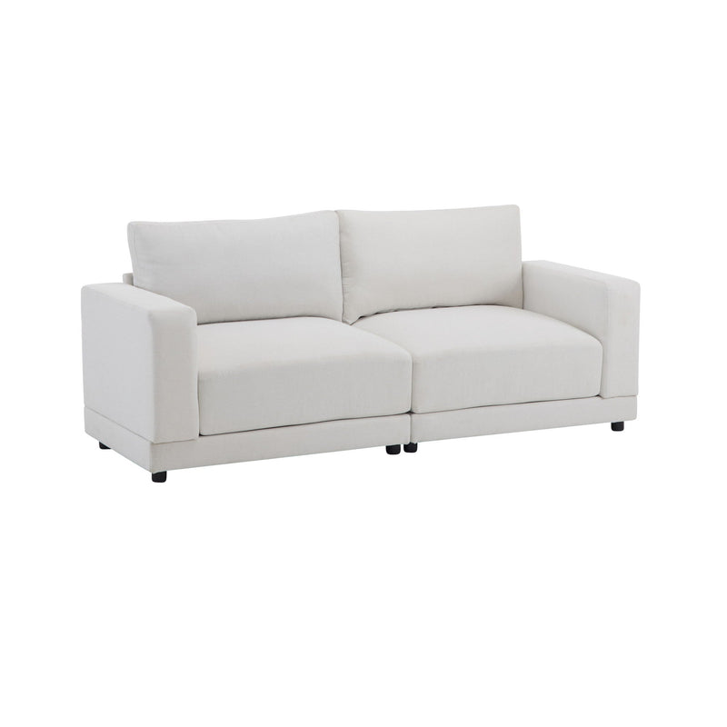 Modern Square Arm Sofa With Soft Fabric Upholstery, Deep Cushions by HouseOfZazla
