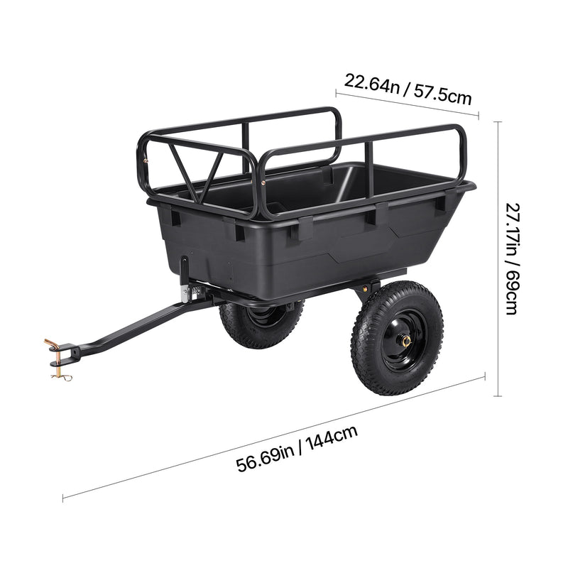 Dump Trailer 500 lbs 10 Cu. Ft Tow Behind Plastic Garden ATV Trailer Cart by HouseOfZazla