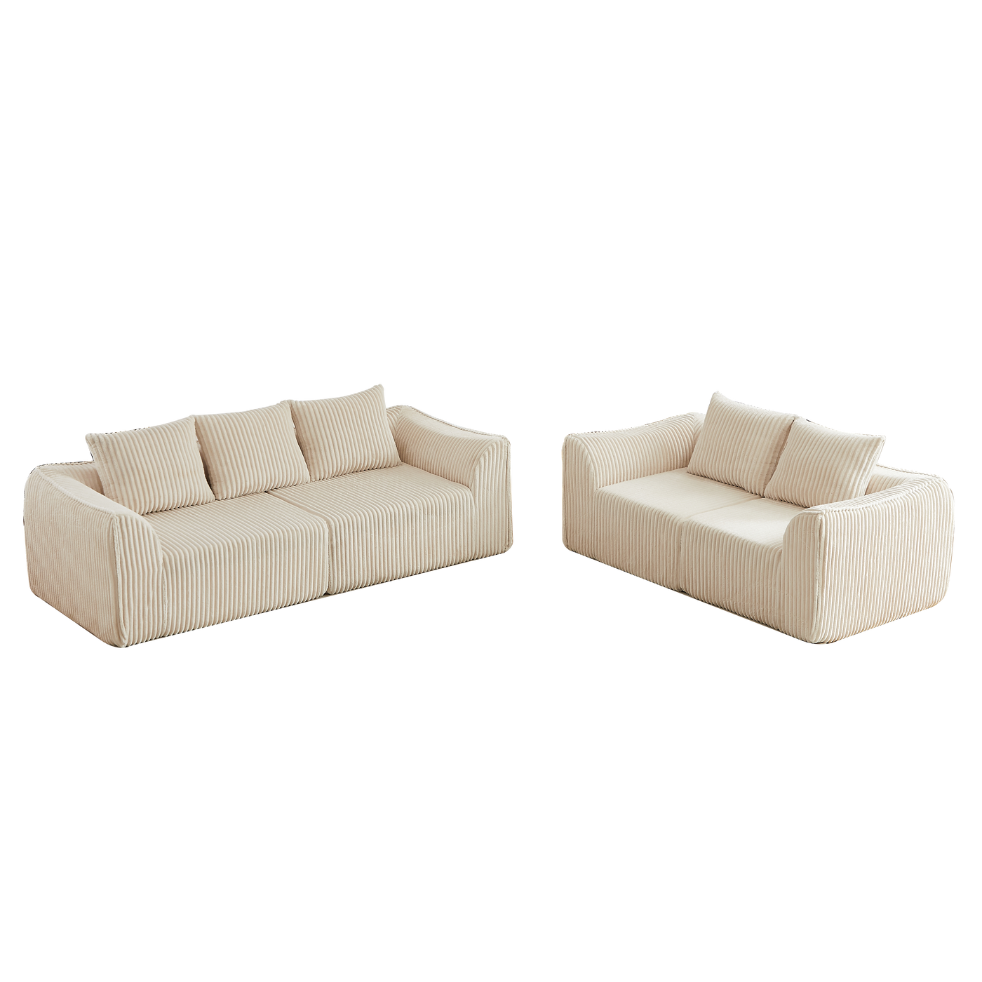 Minimalist 3+2 Seater Corduroy Sofa Set by HouseOfZazla