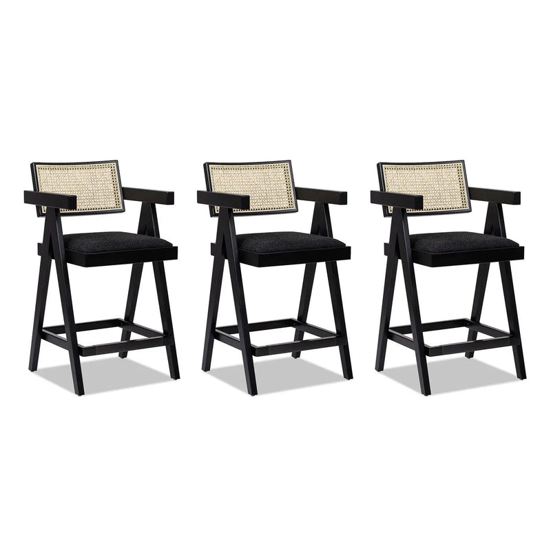 Milan - Modern Webbing Back Stool With Arms (Set of 3) by Unique Piece Furniture