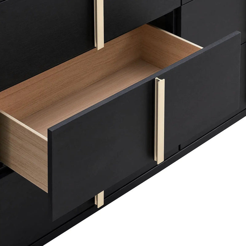 Jeremiah - 6 Drawer Dresser With Mirror - Black