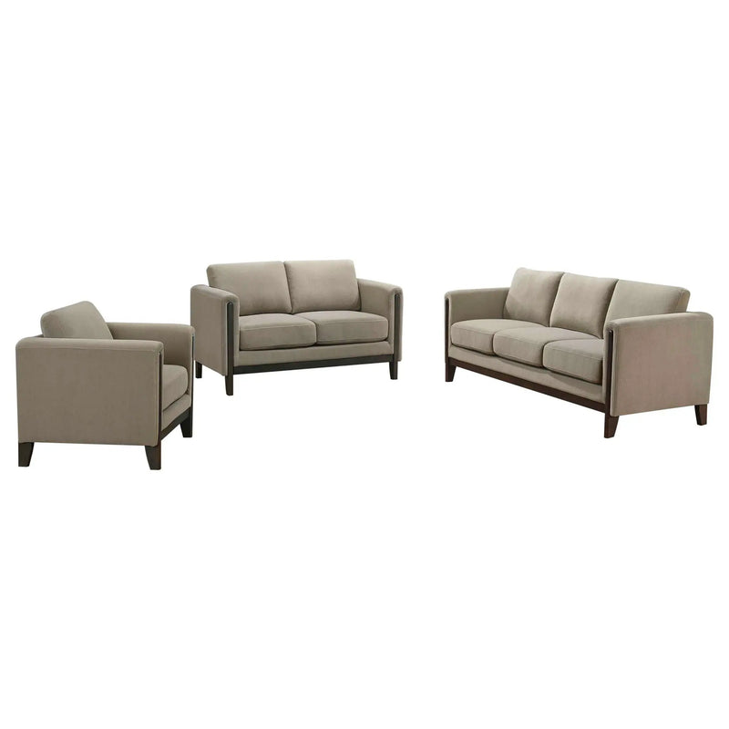 Islington 3-piece Upholstered Panel Arm Sofa Set Taupe by Unique Piece Furniture