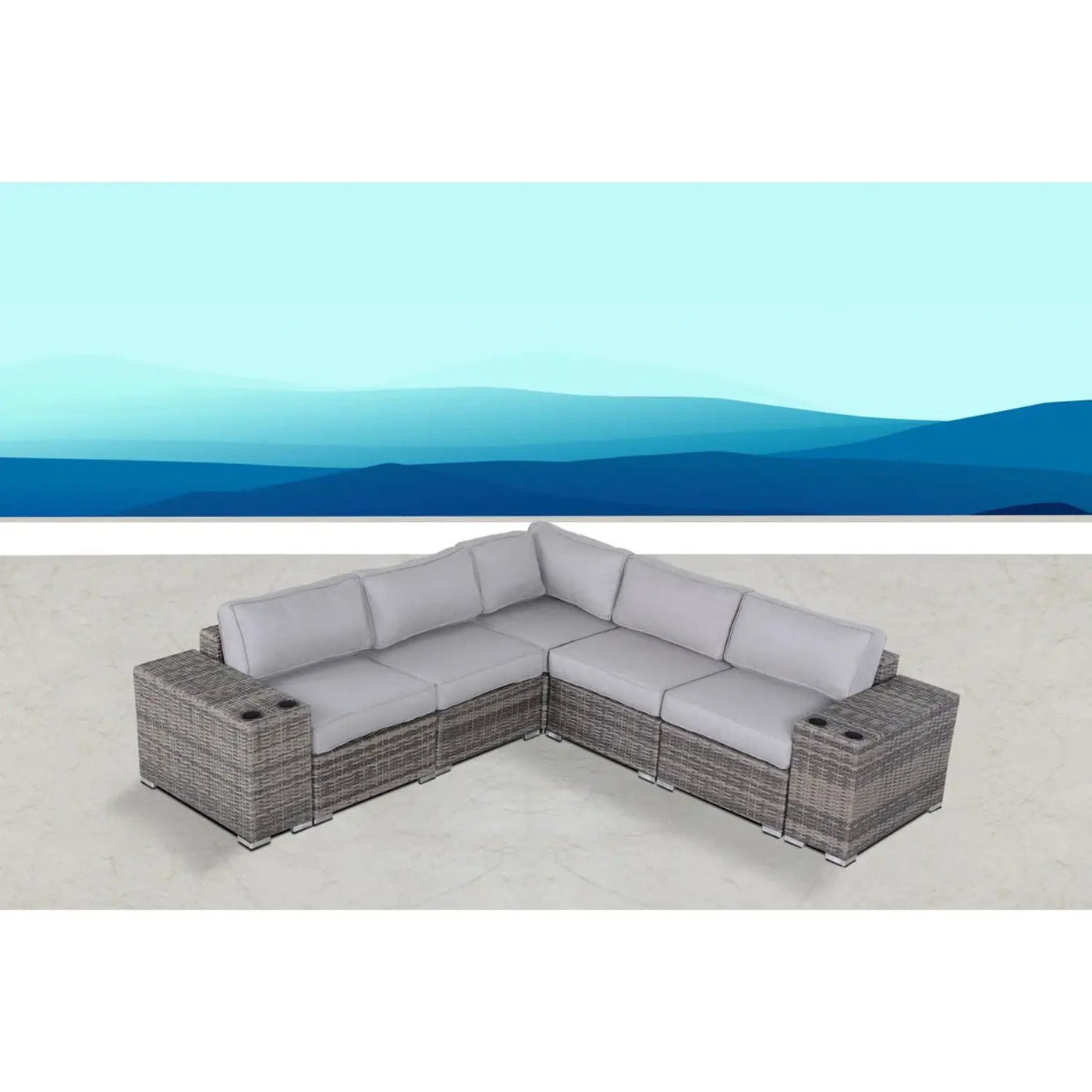 Modern Rattan Wicker Seating Group With Cushions by Unique Piece Furniture