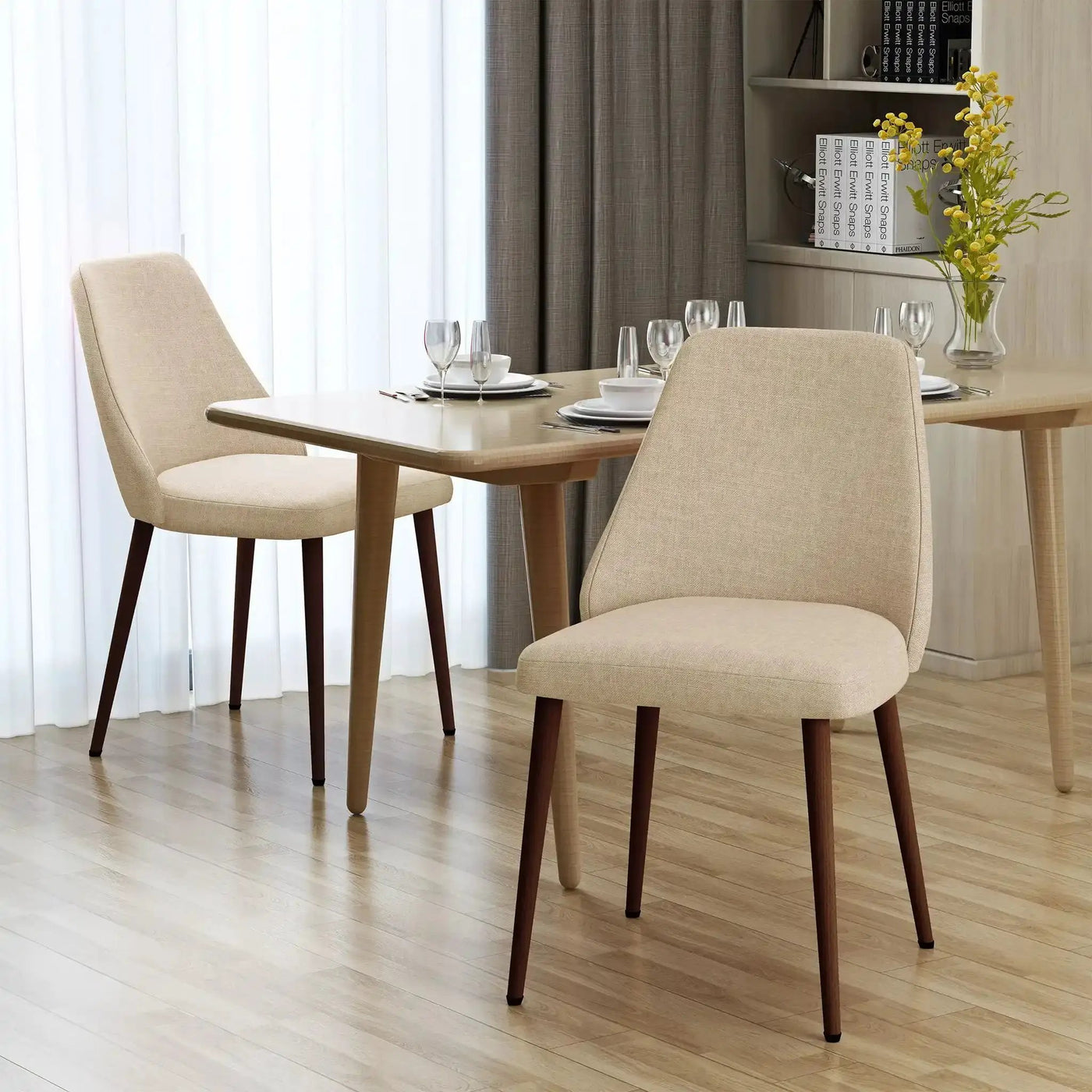 Modern Dining Chair With Iron Legs And Wood Finish by HouseOfZazla