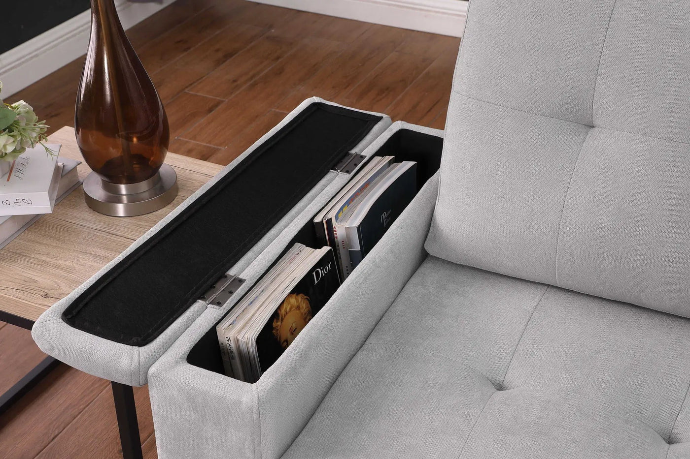 Ashlyn II - 84"W Woven Fabric Reversible Sleeper Sectional Sofa with Storage Chaise by Unique Piece Furniture