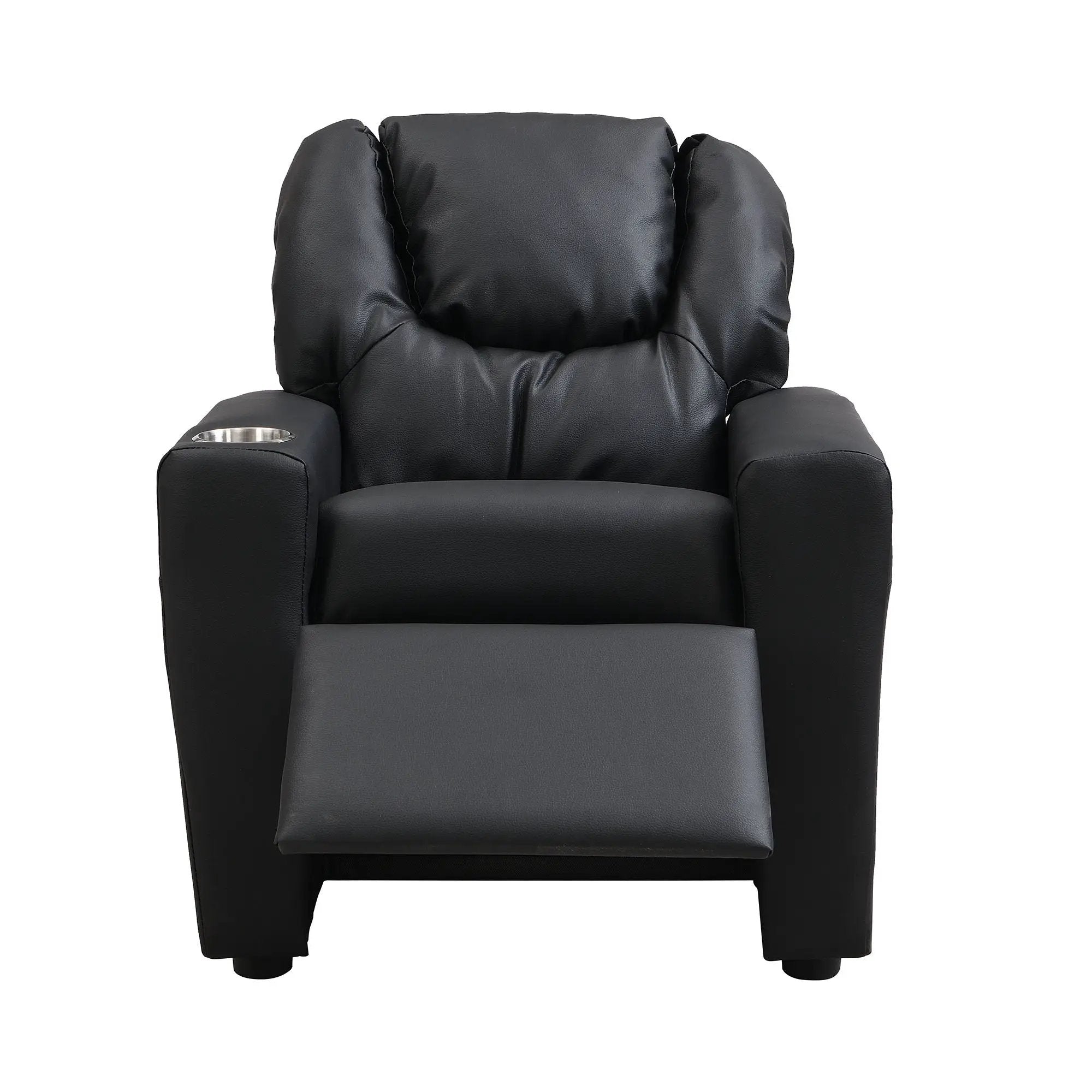 Sally Deluxe Kids Recliner Chair With Cup Holder - Black by Unique Piece Furniture