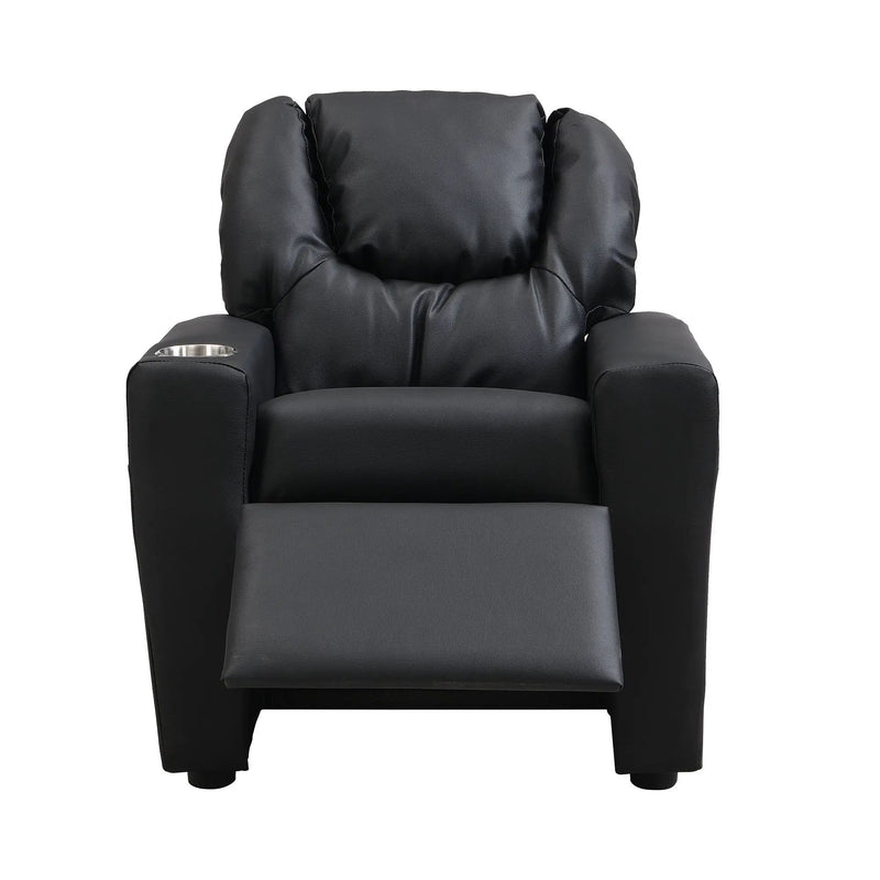 Sally Deluxe Kids Recliner Chair With Cup Holder - Black by HouseOfZazla