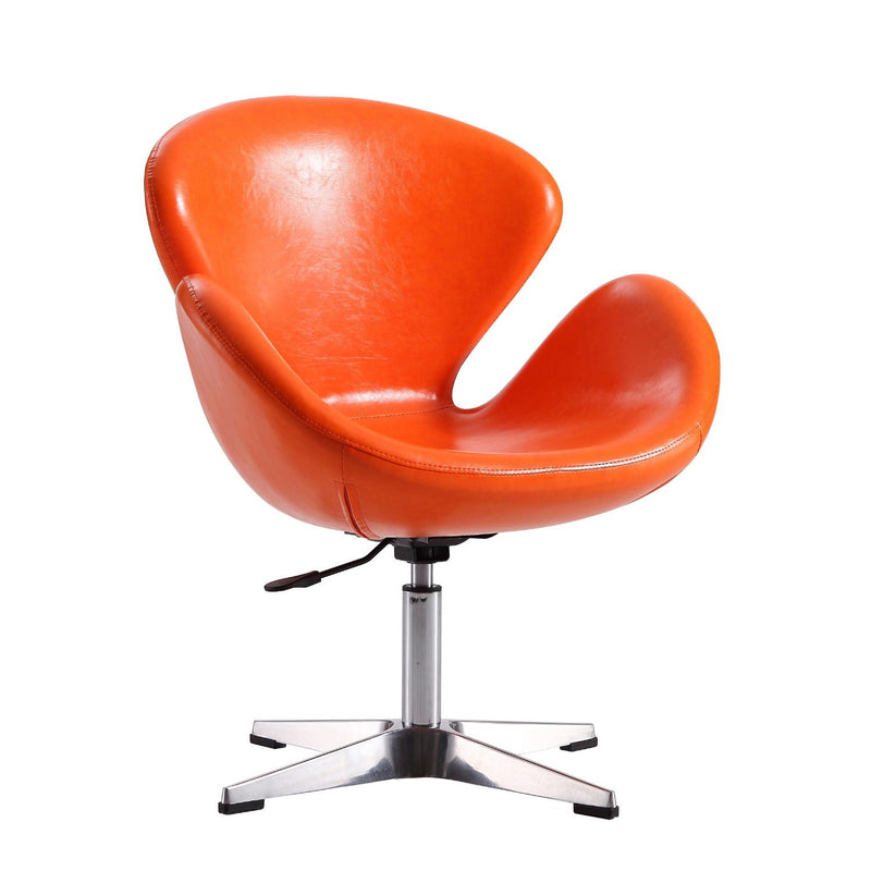Upholstered Swivel Lounge Chair With Chrome Base And Adjustable Height - Orange by HouseOfZazla