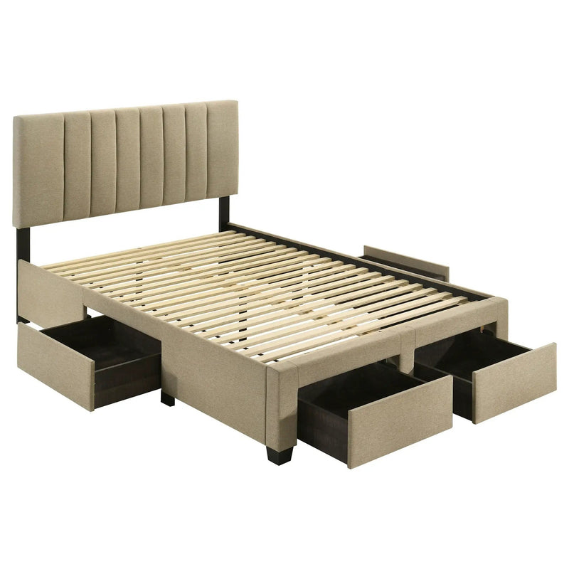 Wheatland 4-drawer Upholstered Full Storage Bed Light Brown by Unique Piece Furniture