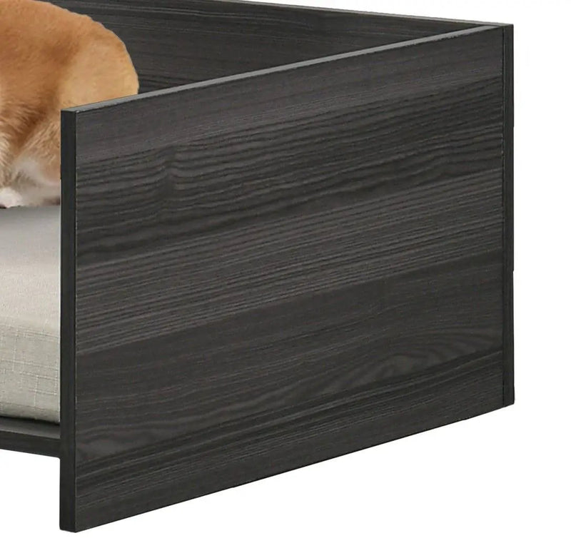 Esme - Wide Comfy Pet Bed With Cushion And Side Storage Compartment - Ash Gray by HouseOfZazla